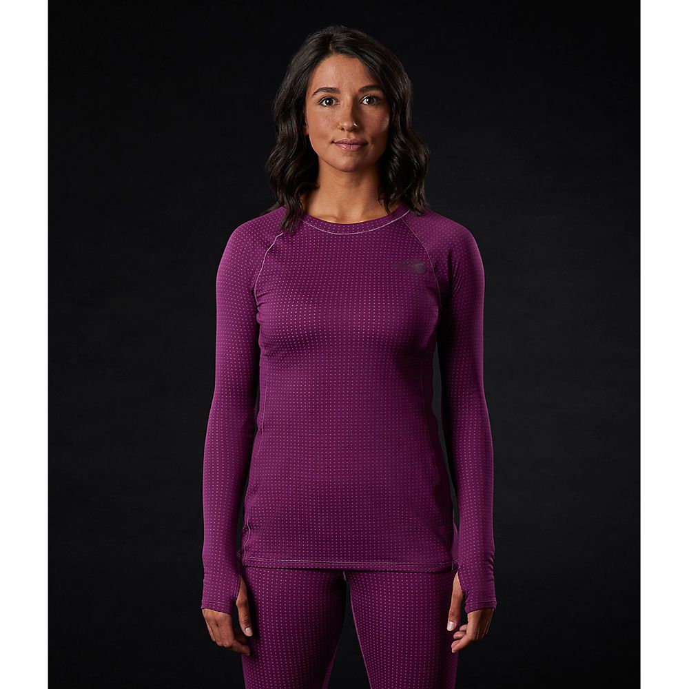 The North Face Baselayers Womens Australia - The North Face Dotknit Crew Purple Mountain (LPR-429876